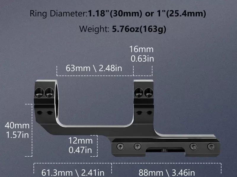 Cantilever Offset Dual Ring Scope Mount Dual Ring For Picatinny Weaver Rail 1 inch or 30 mm Diameter