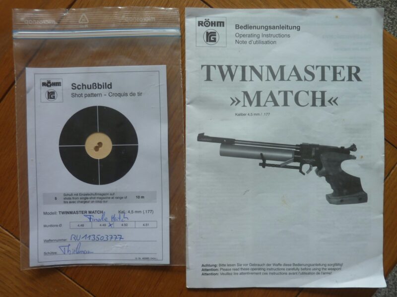NOW SOLD. ROHM TWINMASTER MATCH PCP .177 AIR PISTOL