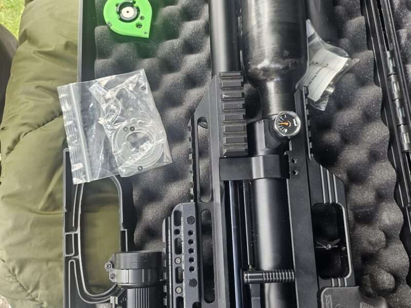 FX MAVERICK BLACK COMPACT in 177 sub 12. like new with Pard 008lrf scope