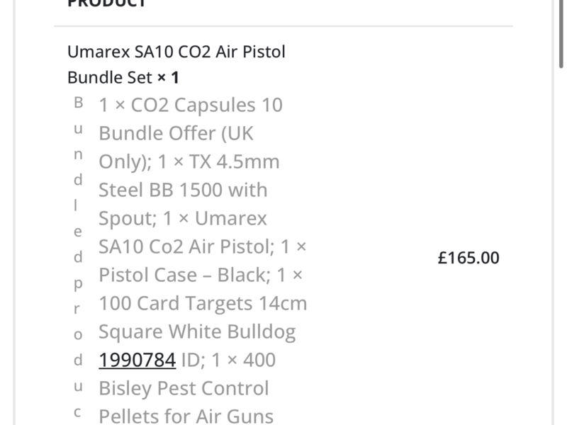 Umarex SA10 CO2 Air Pistol Bundle Set