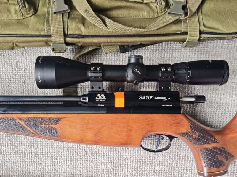Air Arms S410F Carbine Super-Lite .177 — Complete Package + Moderator, Scope, Spares & Rest Bags - £495