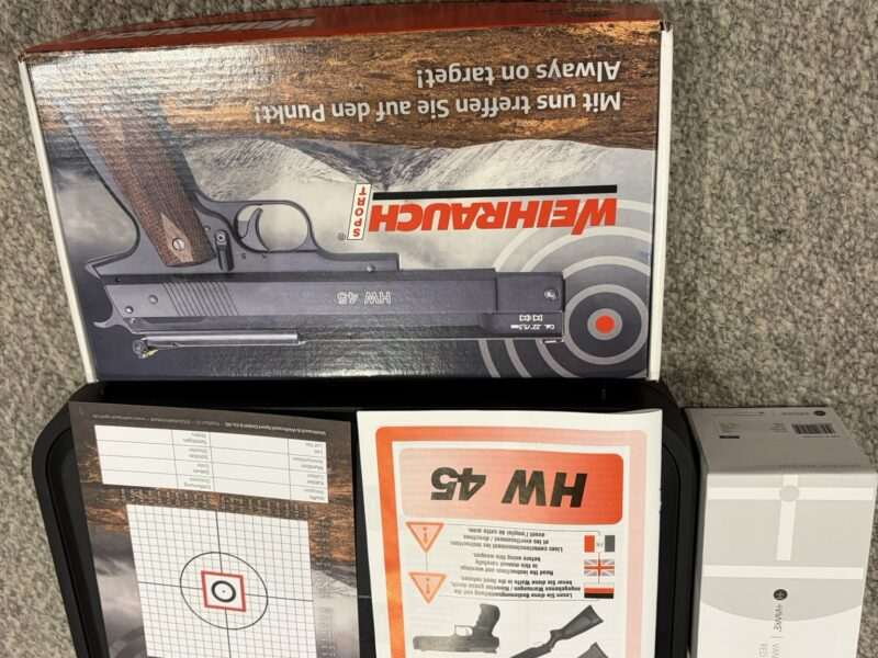 Weihrauch HW45 .177 Air Pistol + Hawke Vantage Red Dot, Case & Box